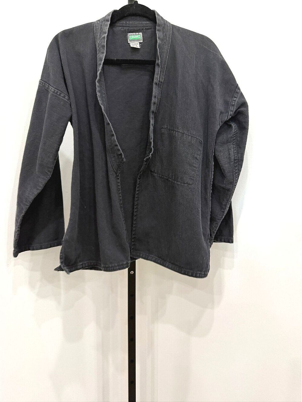 Valor Black Cotton Open Front Jacket Medium